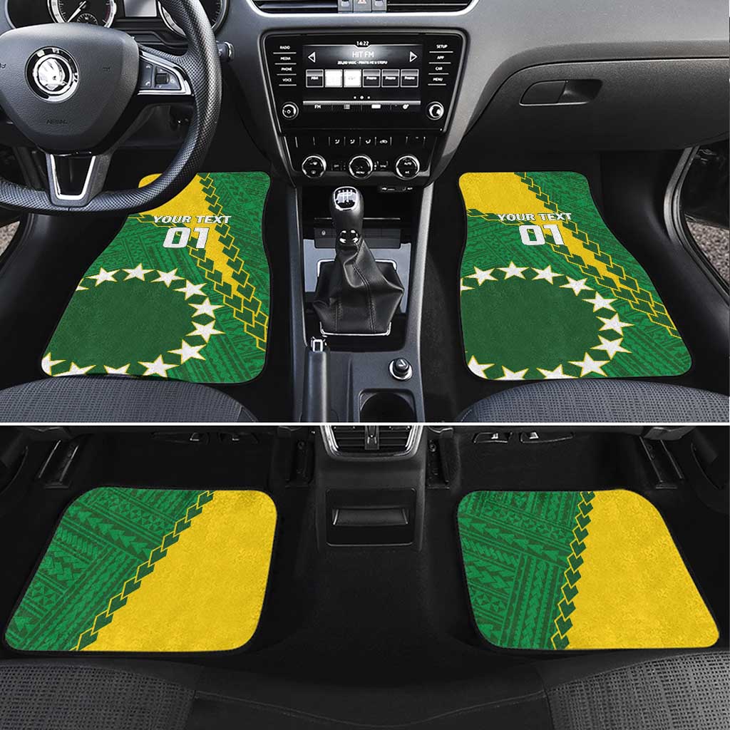 Cook Islands Rugby Kukis Car Mats Circle Stars LT01 Set 4pcs Green - Polynesian Pride