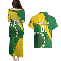 Custom Cook Islands Rugby Kukis Couples Matching Puletasi and Hawaiian Shirt Circle Stars LT01 - Polynesian Pride
