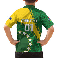 Custom Cook Islands Rugby Kukis Family Matching Short Sleeve Bodycon Dress and Hawaiian Shirt Circle Stars