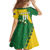 Custom Cook Islands Rugby Kukis Family Matching Short Sleeve Bodycon Dress and Hawaiian Shirt Circle Stars