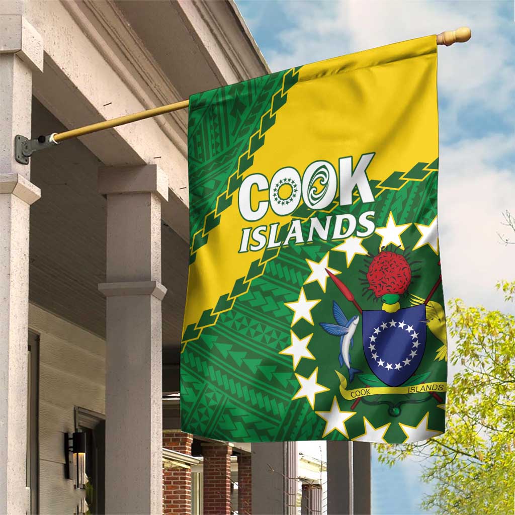 Cook Islands Rugby Kukis Garden Flag Circle Stars LT01 House Flag Green - Polynesian Pride