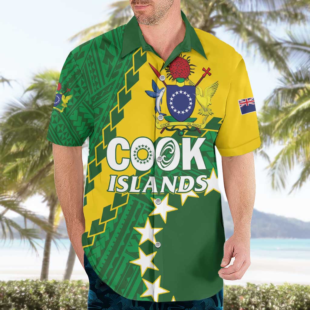 Custom Cook Islands Rugby Kukis Hawaiian Shirt Circle Stars LT01 - Polynesian Pride
