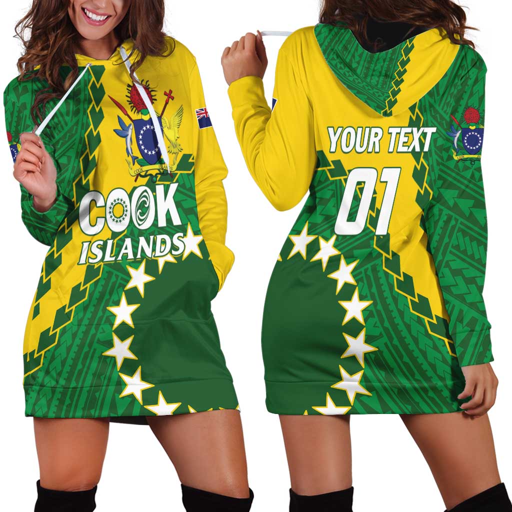 Custom Cook Islands Rugby Kukis Hoodie Dress Circle Stars LT01 - Polynesian Pride
