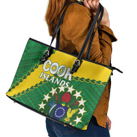 Cook Islands Rugby Kukis Leather Tote Bag Circle Stars LT01 - Polynesian Pride