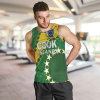 Custom Cook Islands Rugby Kukis Men Tank Top Circle Stars LT01 Green - Polynesian Pride