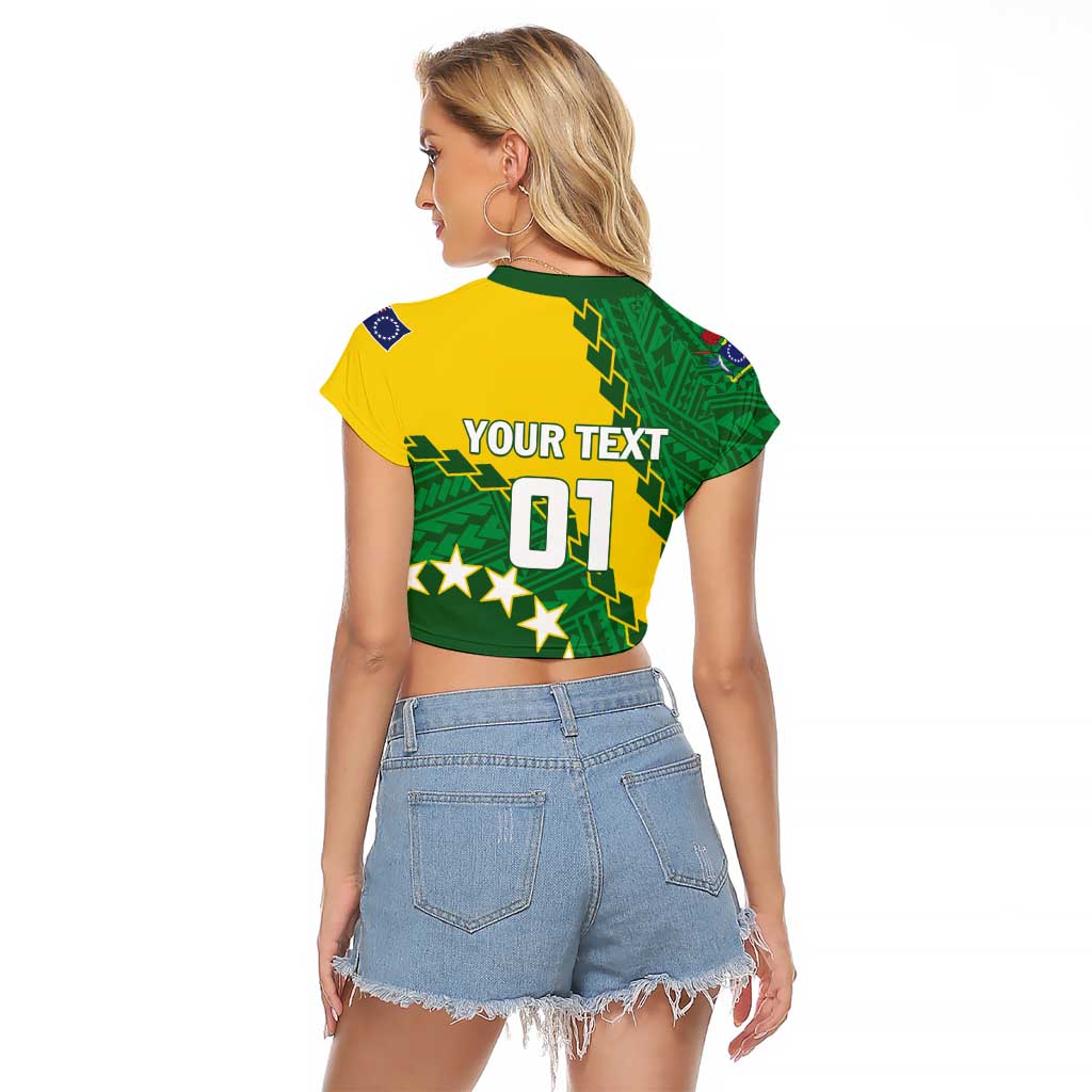 Custom Cook Islands Rugby Kukis Raglan Cropped T Shirt Circle Stars LT01 - Polynesian Pride