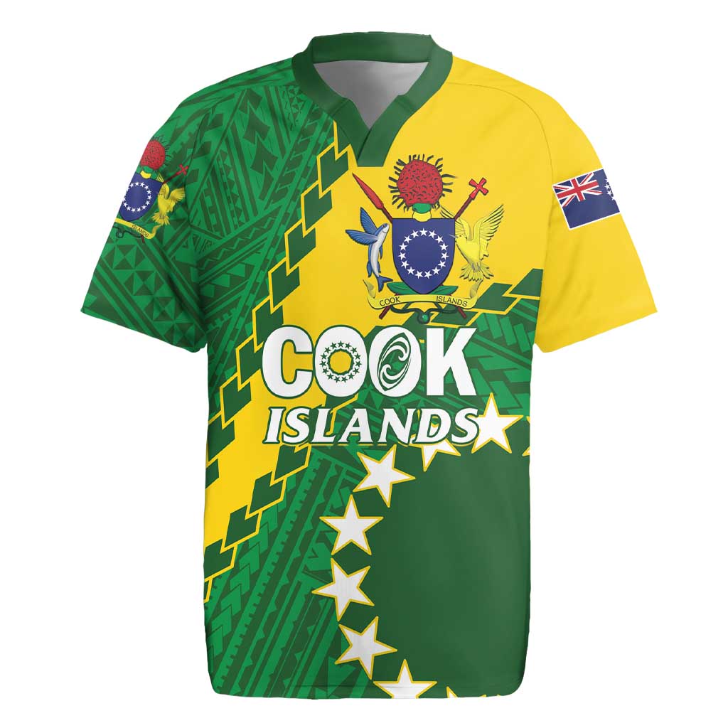 Custom Cook Islands Rugby Kukis Rugby Jersey Circle Stars LT01 Green - Polynesian Pride