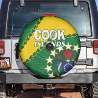 Cook Islands Rugby Kukis Spare Tire Cover Circle Stars LT01 Green - Polynesian Pride