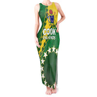 Custom Cook Islands Rugby Kukis Tank Maxi Dress Circle Stars LT01 Women Green - Polynesian Pride