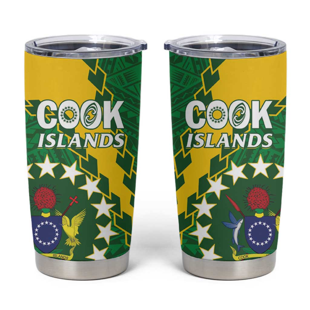 Cook Islands Rugby Kukis Tumbler Cup Circle Stars LT01 Green - Polynesian Pride
