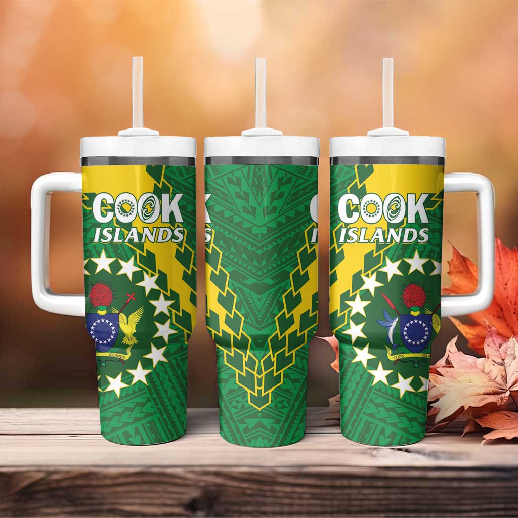 Cook Islands Rugby Kukis Tumbler With Handle Circle Stars LT01 - Polynesian Pride