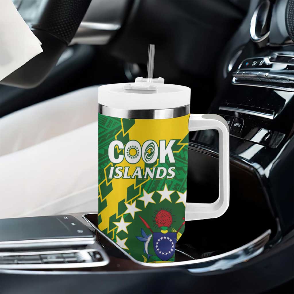 Cook Islands Rugby Kukis Tumbler With Handle Circle Stars LT01 - Polynesian Pride