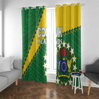 Cook Islands Rugby Kukis Window Curtain Circle Stars LT01 With Grommets Green - Polynesian Pride