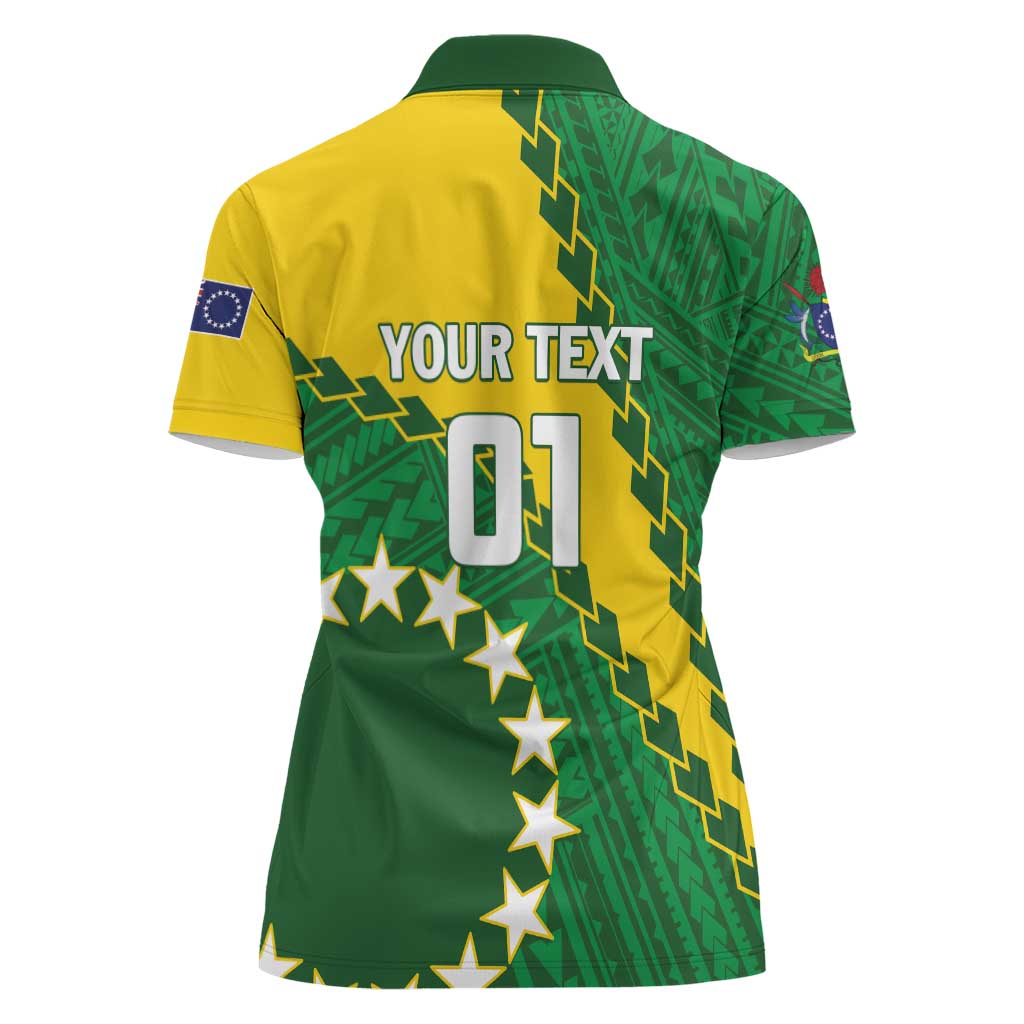 Custom Cook Islands Rugby Kukis Women Polo Shirt Circle Stars