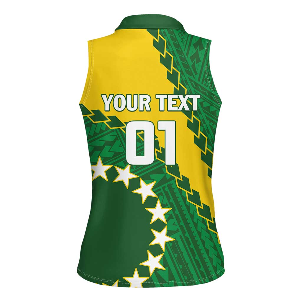 Custom Cook Islands Rugby Kukis Women Sleeveless Polo Shirt Circle Stars