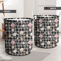 Hawaiian Ocean Seashells Laundry Basket Black Palaka Pattern LT01 - Polynesian Pride