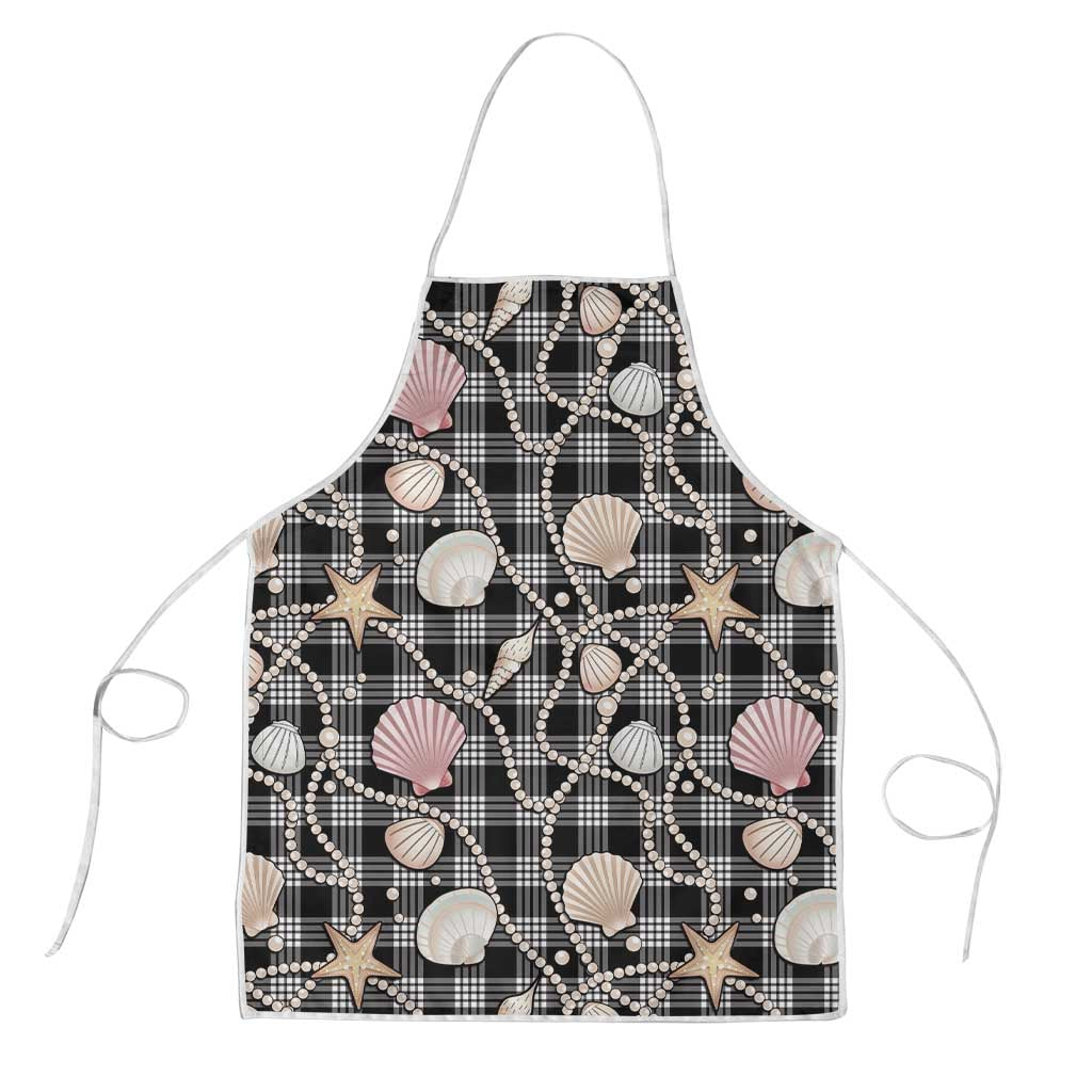 Hawaiian Ocean Seashells Apron Black Palaka Pattern LT01 Black - Polynesian Pride