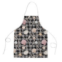 Hawaiian Ocean Seashells Apron Black Palaka Pattern LT01 Black - Polynesian Pride