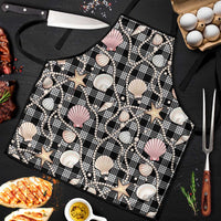 Hawaiian Ocean Seashells Apron Black Palaka Pattern LT01 Black - Polynesian Pride