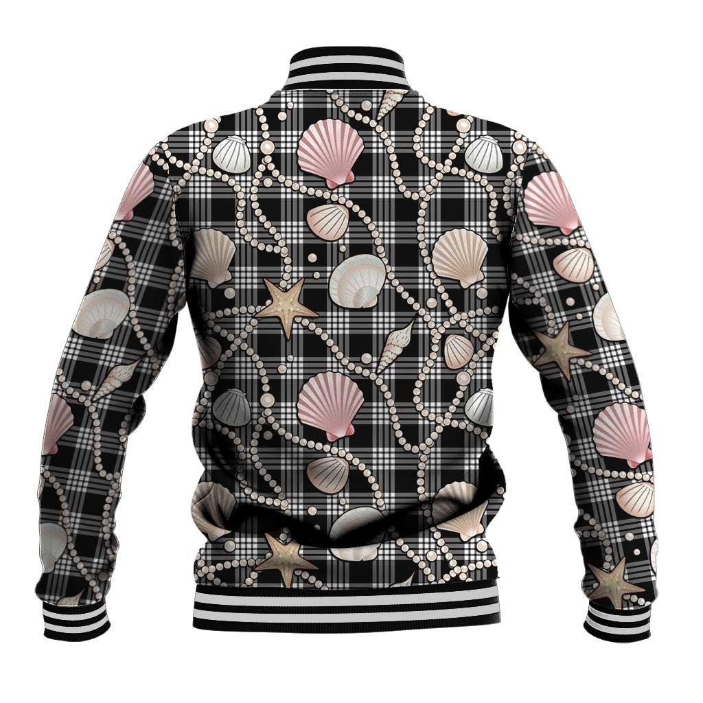 Hawaiian Ocean Seashells Baseball Jacket Black Palaka Pattern LT01 - Polynesian Pride