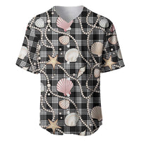 Hawaiian Ocean Seashells Baseball Jersey Black Palaka Pattern LT01 Black - Polynesian Pride