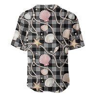Hawaiian Ocean Seashells Baseball Jersey Black Palaka Pattern LT01 - Polynesian Pride