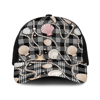 Hawaiian Ocean Seashells Baseball Net Cap Black Palaka Pattern LT01 One Size Black Black - Polynesian Pride