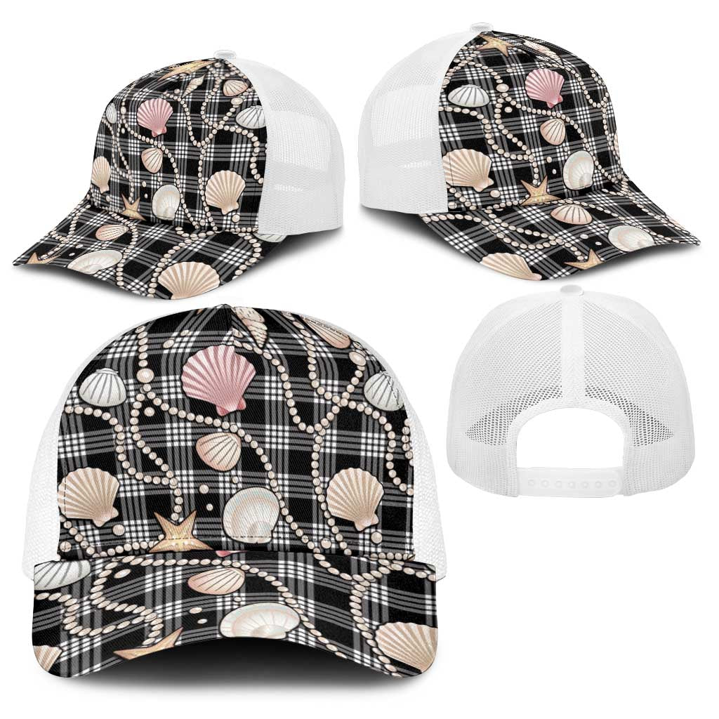 Hawaiian Ocean Seashells Baseball Net Cap Black Palaka Pattern LT01 - Polynesian Pride