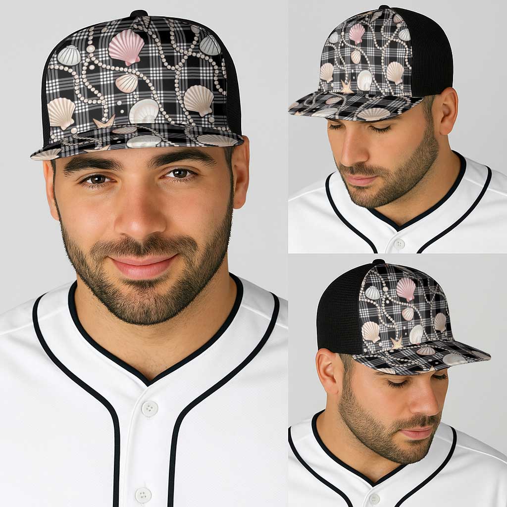 Hawaiian Ocean Seashells Baseball Net Cap Black Palaka Pattern LT01 - Polynesian Pride