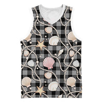Hawaiian Ocean Seashells Basketball Jersey Black Palaka Pattern LT01 Unisex Black - Polynesian Pride