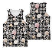 Hawaiian Ocean Seashells Basketball Jersey Black Palaka Pattern LT01 - Polynesian Pride