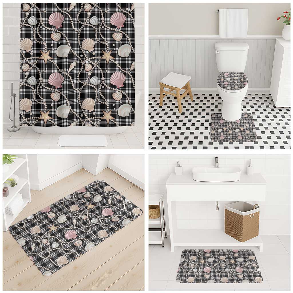 Hawaiian Ocean Seashells Bathroom Set Black Palaka Pattern LT01 - Polynesian Pride