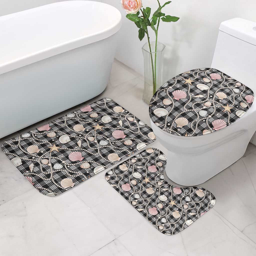Hawaiian Ocean Seashells Bathroom Set Black Palaka Pattern LT01 - Polynesian Pride