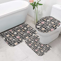 Hawaiian Ocean Seashells Bathroom Set Black Palaka Pattern LT01 - Polynesian Pride