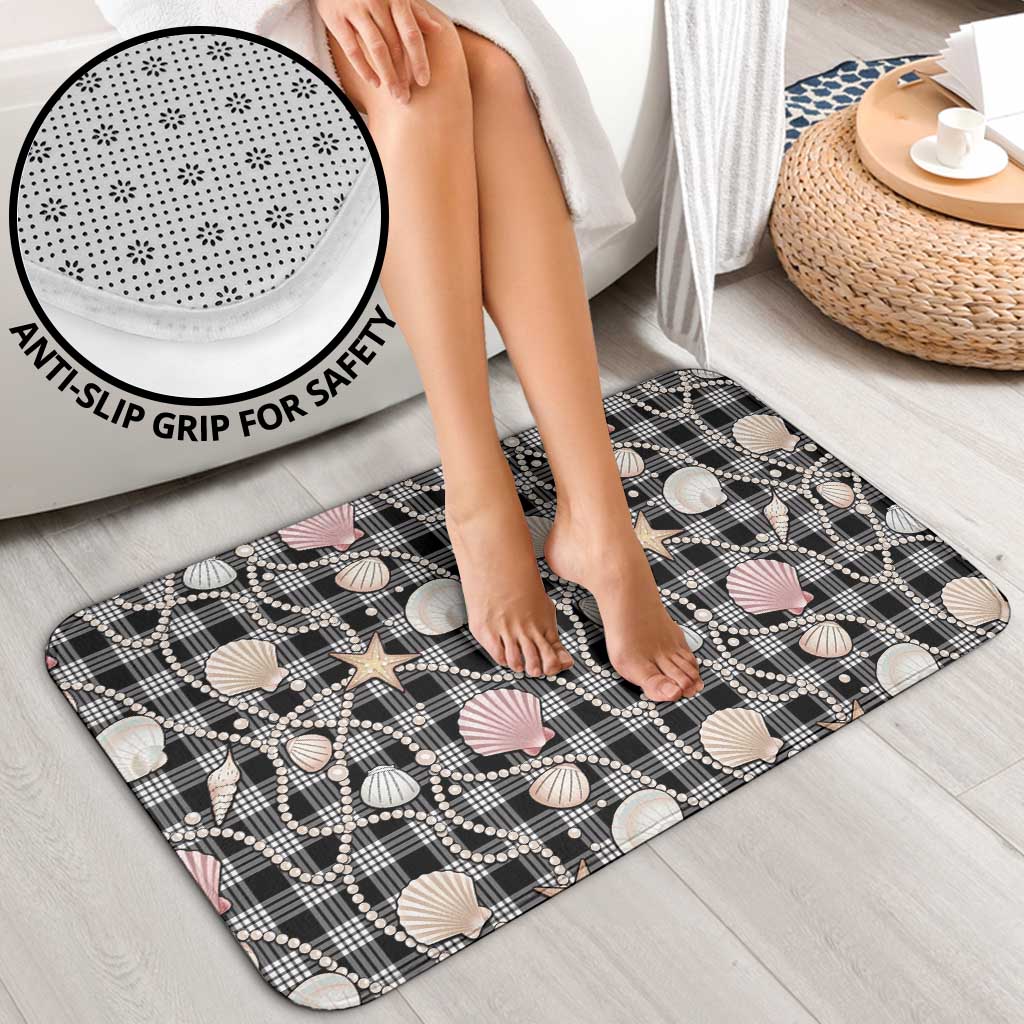 Hawaiian Ocean Seashells Bathroom Set Black Palaka Pattern LT01 - Polynesian Pride