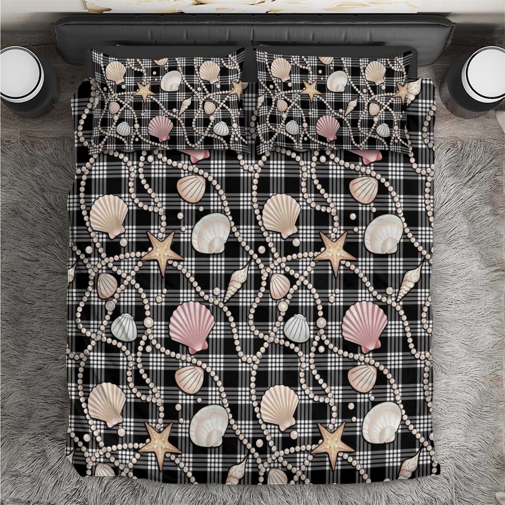 Hawaiian Ocean Seashells Bedding Set Black Palaka Pattern LT01 Black - Polynesian Pride
