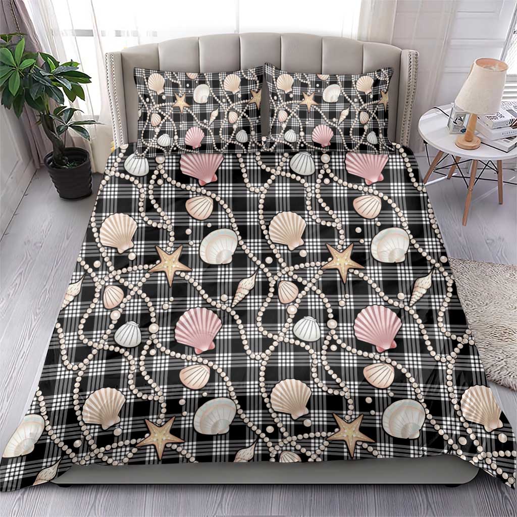 Hawaiian Ocean Seashells Bedding Set Black Palaka Pattern LT01 - Polynesian Pride