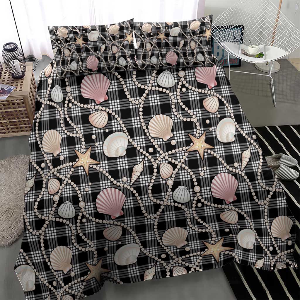 Hawaiian Ocean Seashells Bedding Set Black Palaka Pattern LT01 - Polynesian Pride