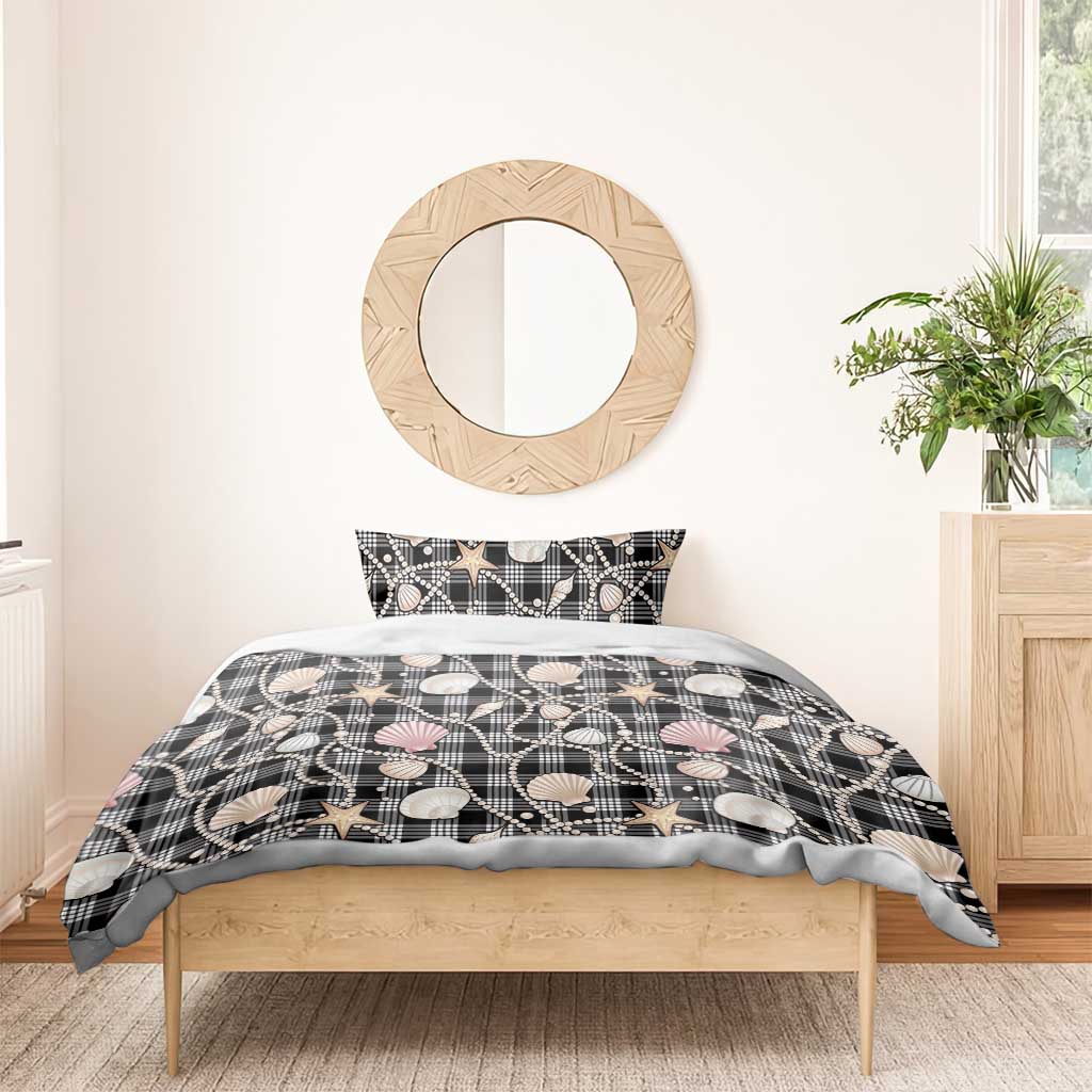 Hawaiian Ocean Seashells Bedding Set Black Palaka Pattern LT01 - Polynesian Pride