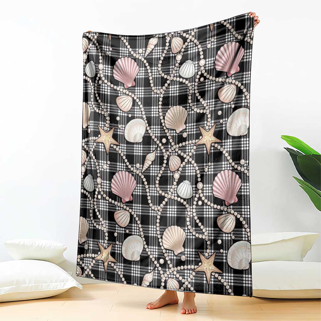 Hawaiian Ocean Seashells Blanket Black Palaka Pattern LT01 - Polynesian Pride