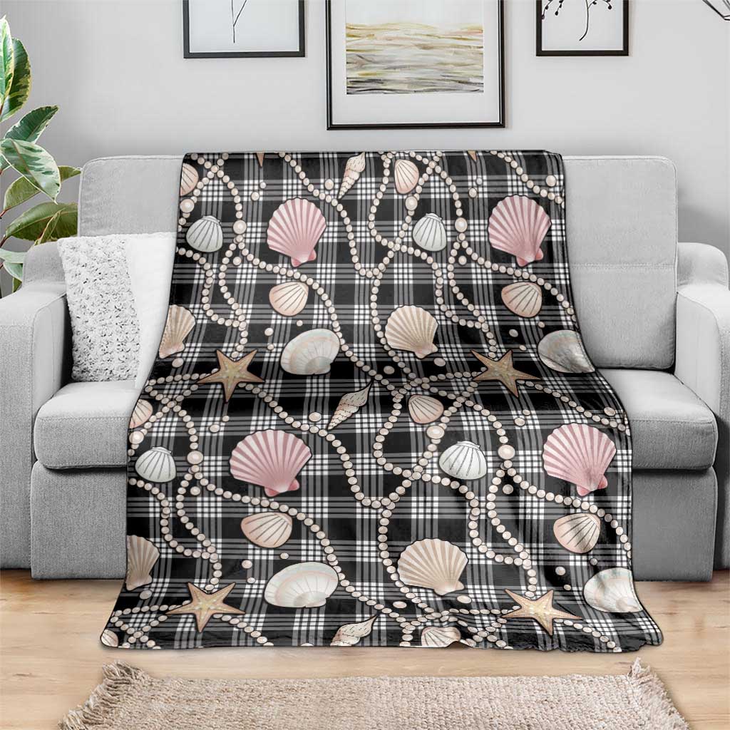 Hawaiian Ocean Seashells Blanket Black Palaka Pattern LT01 - Polynesian Pride