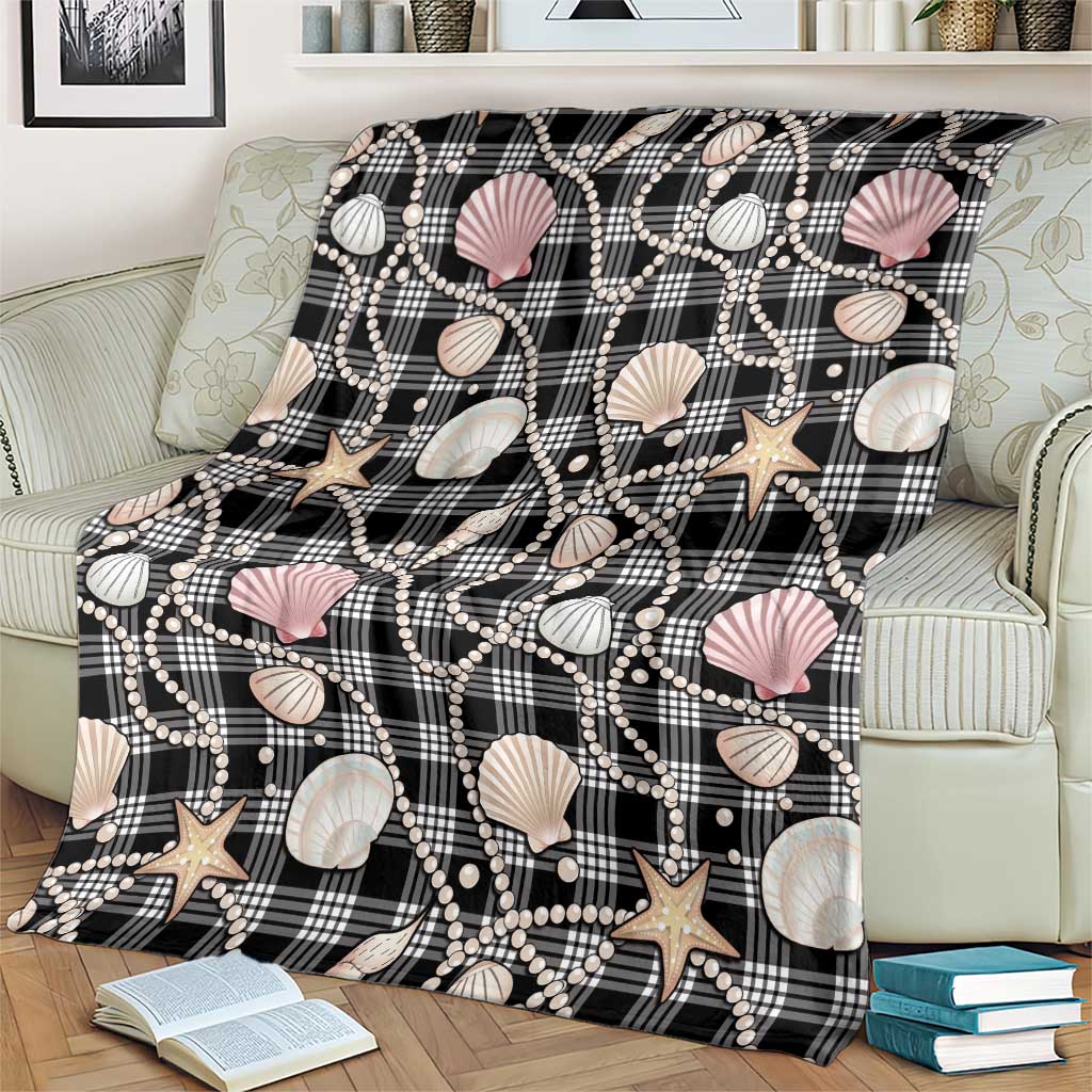 Hawaiian Ocean Seashells Blanket Black Palaka Pattern LT01 - Polynesian Pride
