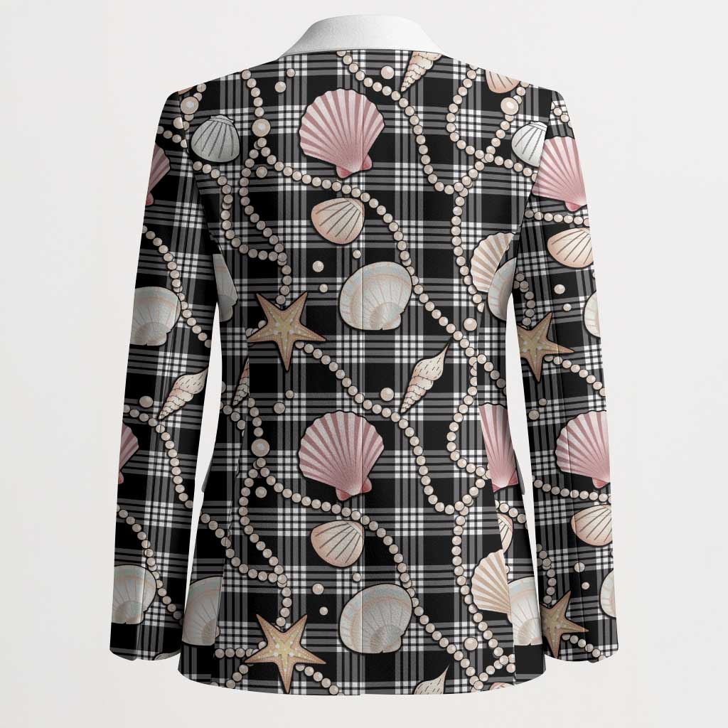 Hawaiian Ocean Seashells Blazer Black Palaka Pattern LT01 - Polynesian Pride
