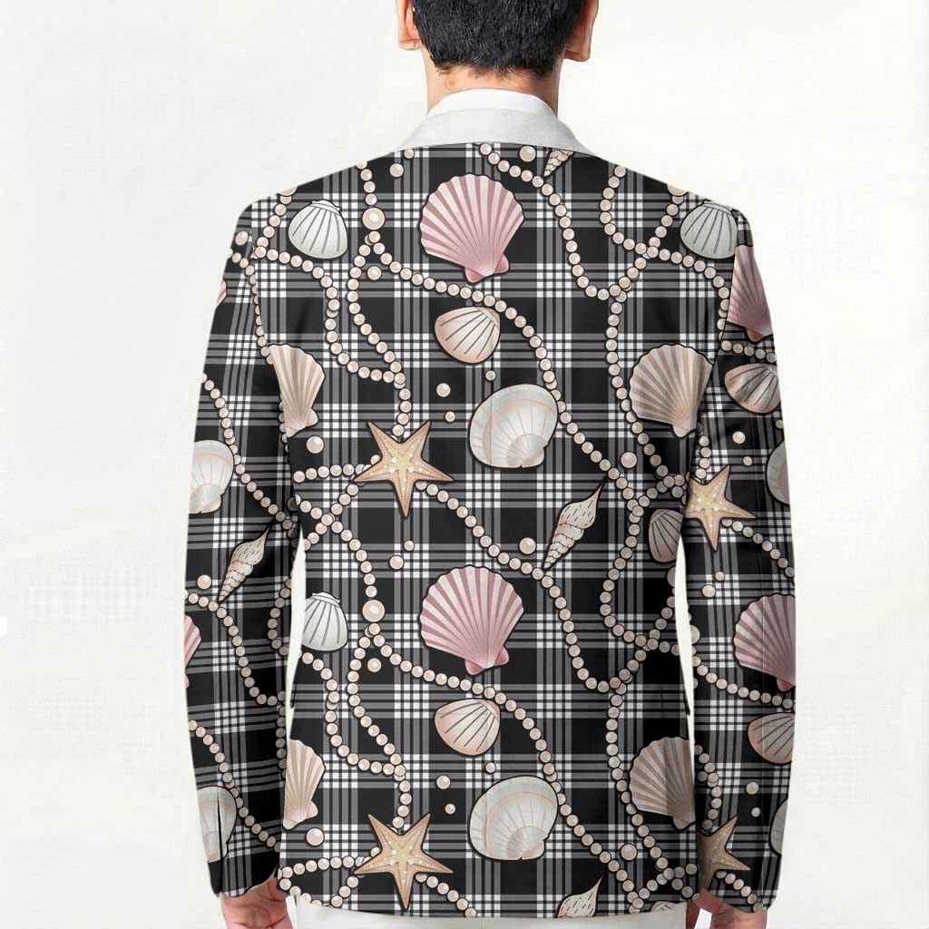 Hawaiian Ocean Seashells Blazer Black Palaka Pattern LT01 - Polynesian Pride