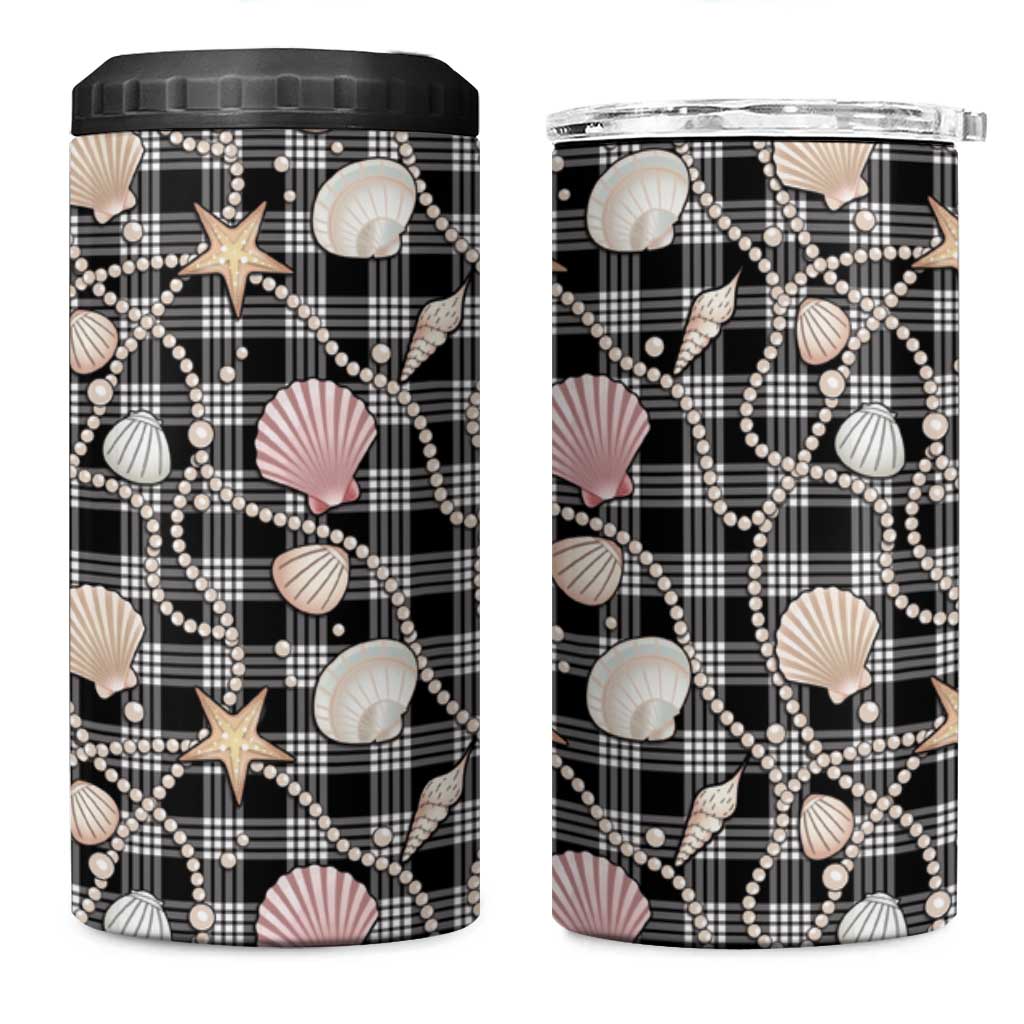 Hawaiian Ocean Seashells 4 in 1 Can Cooler Tumbler Black Palaka Pattern LT01 One Size: 16 oz Black - Polynesian Pride