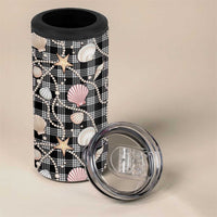 Hawaiian Ocean Seashells 4 in 1 Can Cooler Tumbler Black Palaka Pattern LT01 - Polynesian Pride