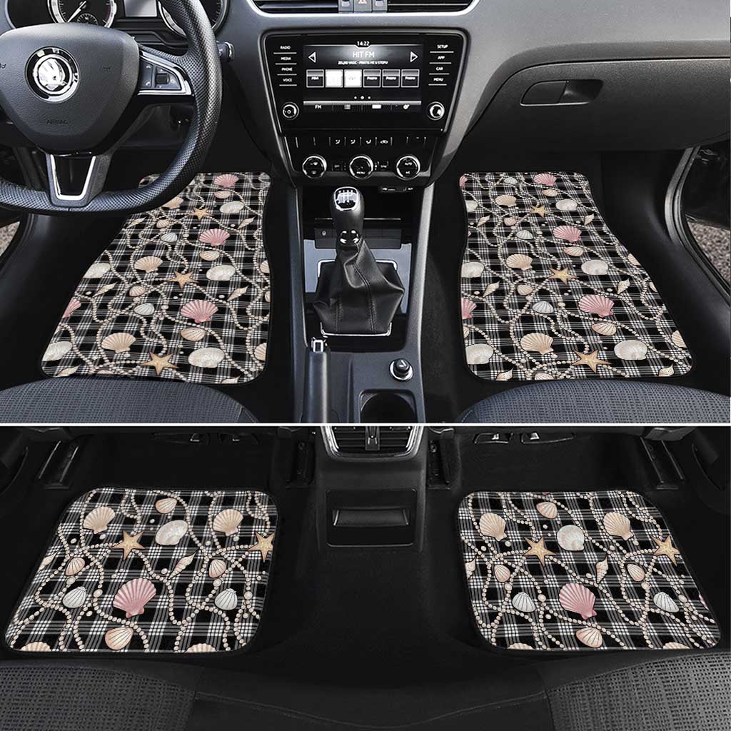 Hawaiian Ocean Seashells Car Mats Black Palaka Pattern LT01 Set 4pcs Black - Polynesian Pride