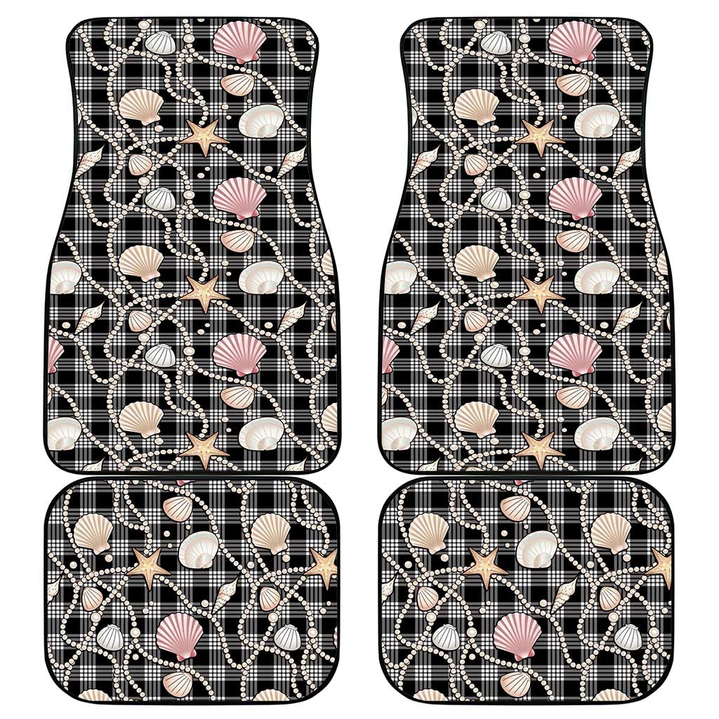 Hawaiian Ocean Seashells Car Mats Black Palaka Pattern LT01 - Polynesian Pride