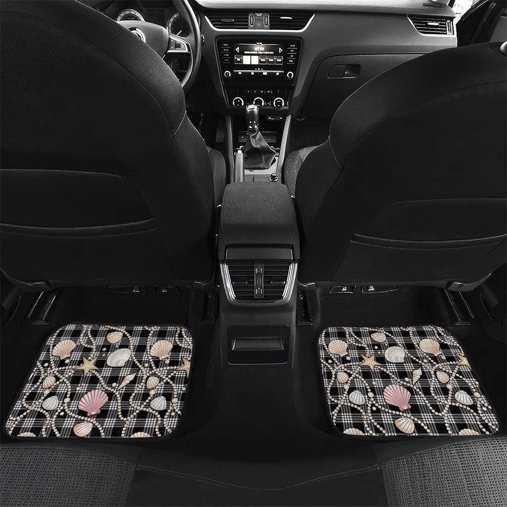 Hawaiian Ocean Seashells Car Mats Black Palaka Pattern LT01 Set 2pcs - Back Black - Polynesian Pride