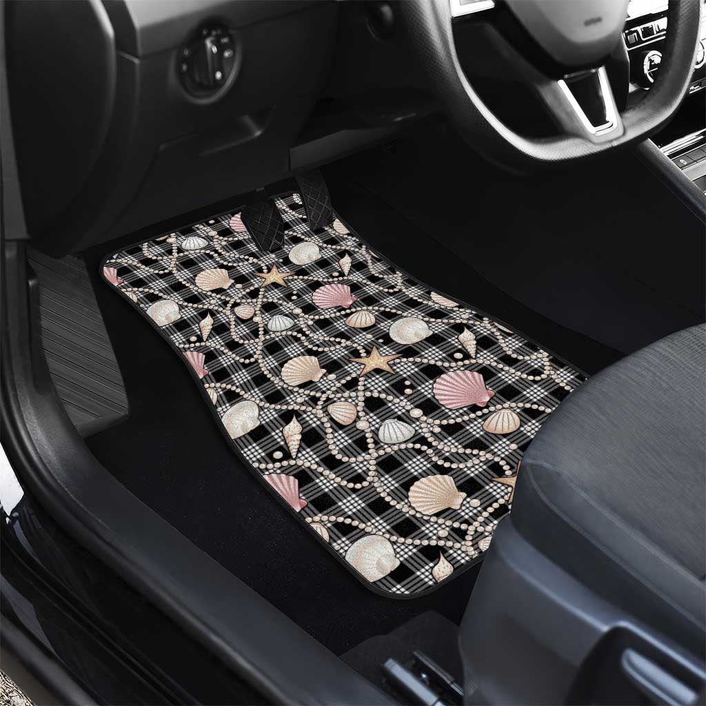 Hawaiian Ocean Seashells Car Mats Black Palaka Pattern LT01 - Polynesian Pride